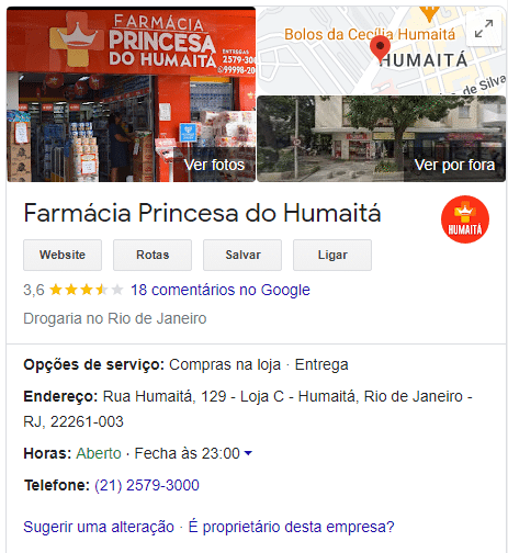 Descricao da ficha da empresa Rainha do Humaita