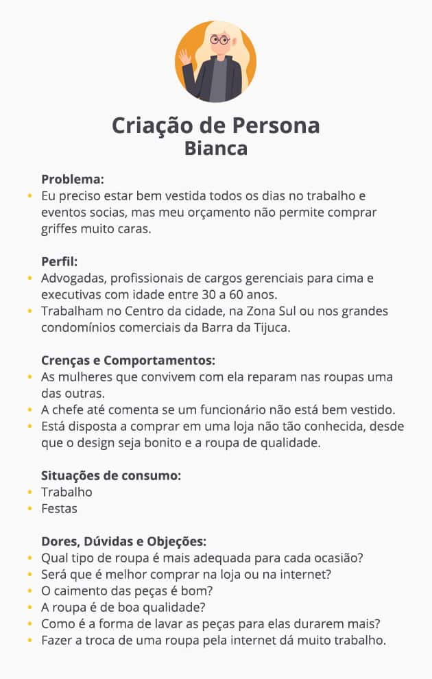Exemplo de definição de persona