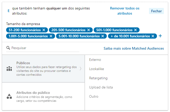 Tamanho da empresa - Linkedin