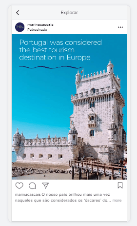 Facebook Ads feito para a Marina de Cascais